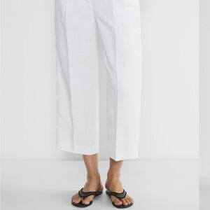 Aritzia White Cropped Wide-Leg Pants